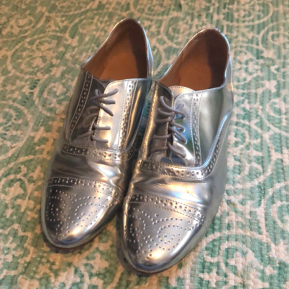 J.Crew Silver Saddle Shoe